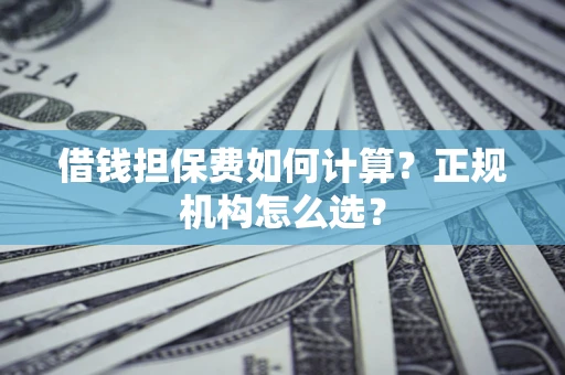 武汉借钱担保费如何计算？正规机构怎么选？